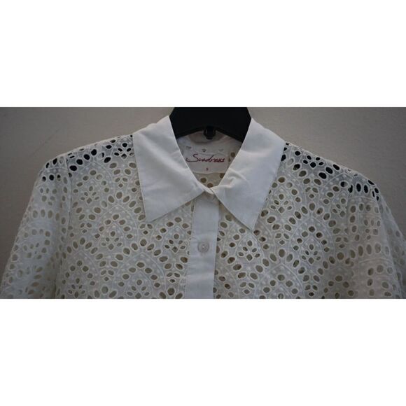 Sundress S21100 Women's Sz S Eyelet White Bloom Mini Collar Dress $190 - Picture 4 of 9